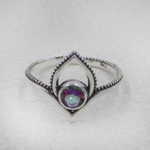 Mystic Quartz Lotus Ring – Silver Boho Jewelry