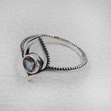 Mystic Quartz Lotus Ring – Silver Boho Jewelry
