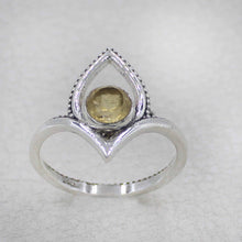 Citrine Birthstone Lotus Ring – Silver Boho Jewelry