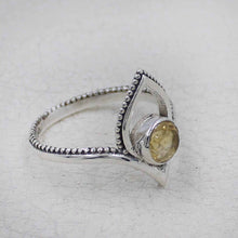 Citrine Birthstone Lotus Ring – Silver Boho Jewelry