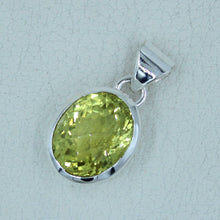Lemon Quartz Checker Cut Silver Pendant