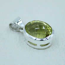 Lemon Quartz Checker Cut Silver Pendant