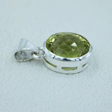 Lemon Quartz Checker Cut Silver Pendant
