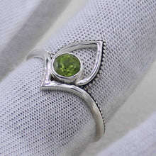 Peridot Birthstone Lotus Ring – Silver Boho Jewelry