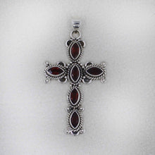 Handmade Sterling Silver Garnet Cross Pendant