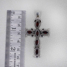 Handmade Sterling Silver Garnet Cross Pendant