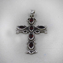 Handmade Sterling Silver Garnet Cross Pendant