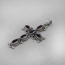 Handmade Sterling Silver Garnet Cross Pendant