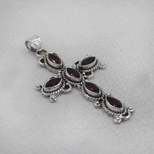 Handmade Sterling Silver Garnet Cross Pendant