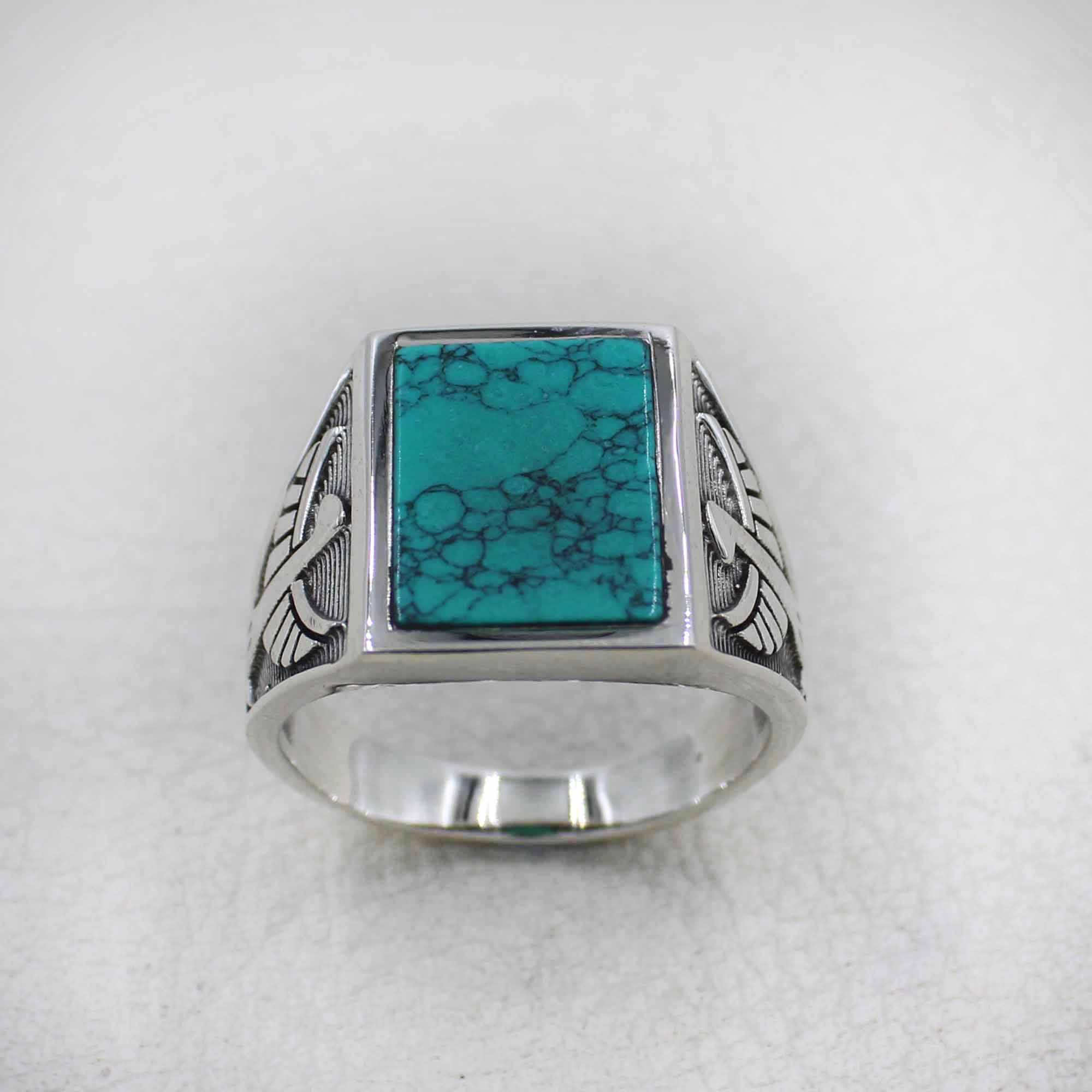 Eagle Men's Ring - Turquoise Silver Jewelry