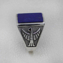Men’s Sterling Silver Ring with Blue Lapis Lazuli Stone – Vintage Eagle Design