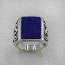 Men’s Sterling Silver Ring with Blue Lapis Lazuli Stone – Vintage Eagle Design