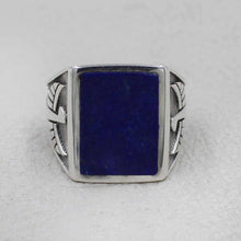 Men’s Sterling Silver Ring with Blue Lapis Lazuli Stone – Vintage Eagle Design