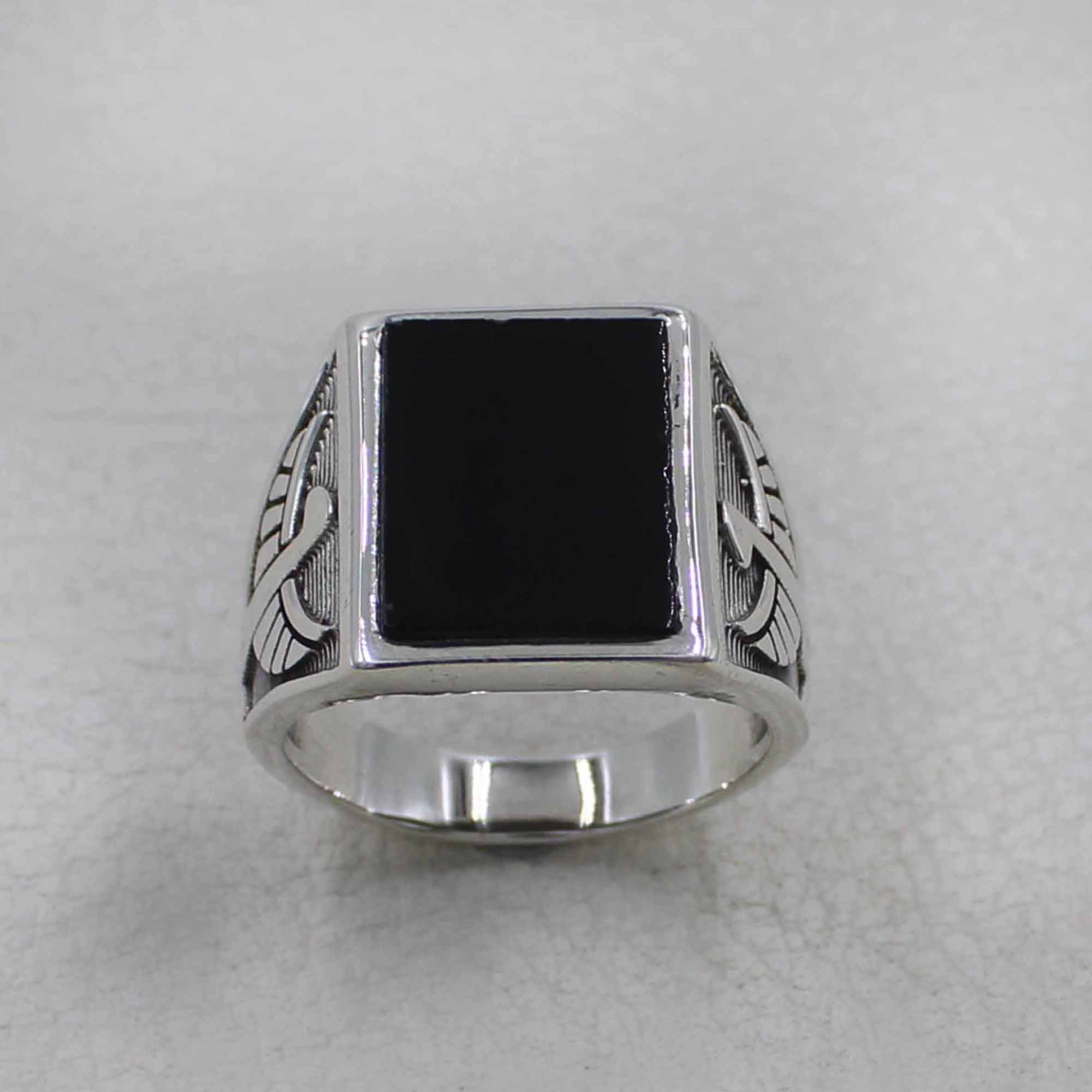 Black Onyx Eagle Men's Ring - Onyx Jewelry