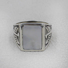 Men’s Silver Ring with Pearl Stone – Vintage Eagle Design