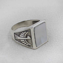 Men’s Silver Ring with Pearl Stone – Vintage Eagle Design