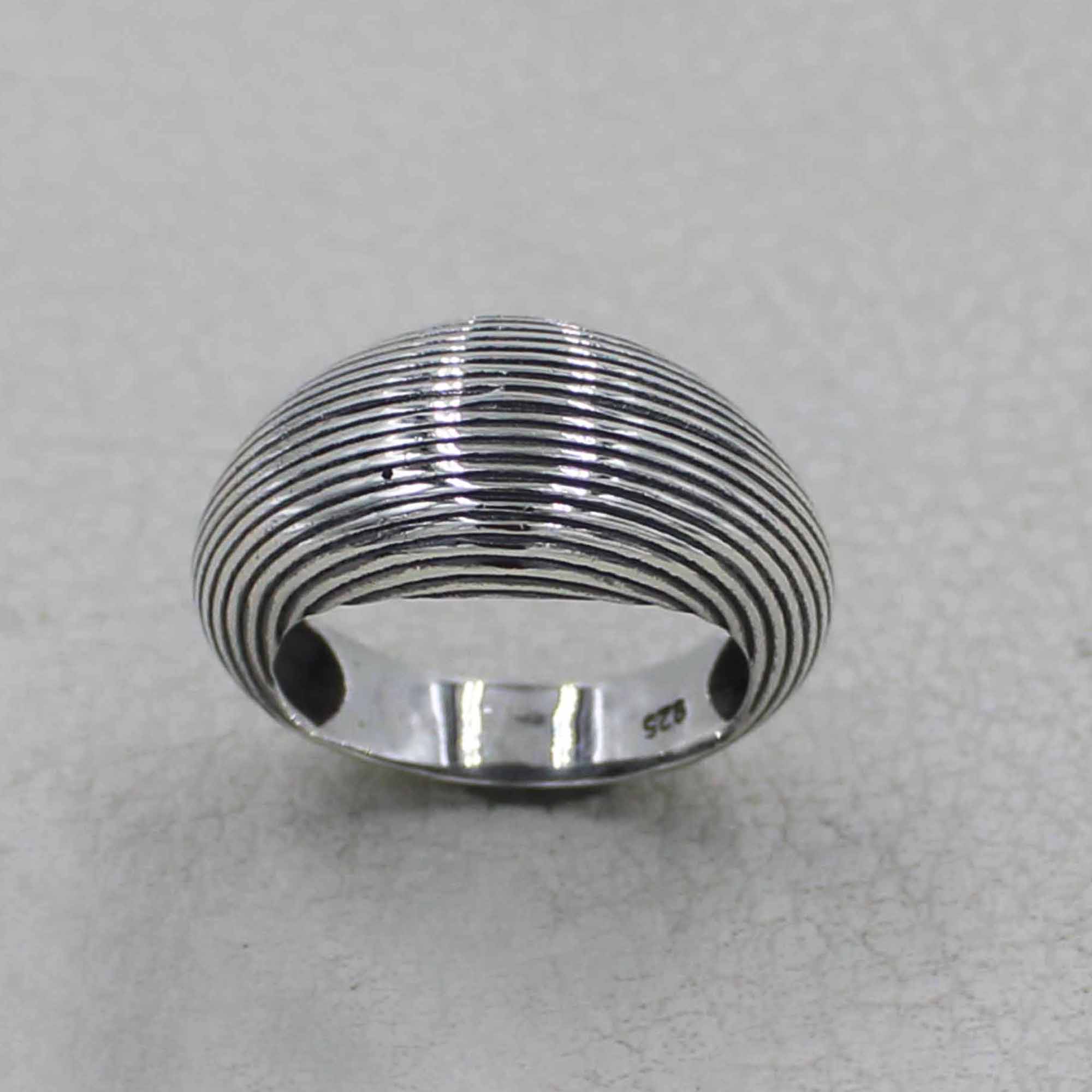 Sterling Silver Ribbed Dome Ring