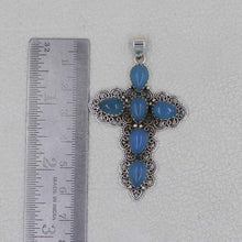 Blue Chalcedony Cross Necklace in Sterling Silver