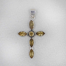 55Citrine Cross Pendant in Sterling Silver