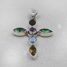 Multi Gemstone Sterling Silver Cross Jewelry
