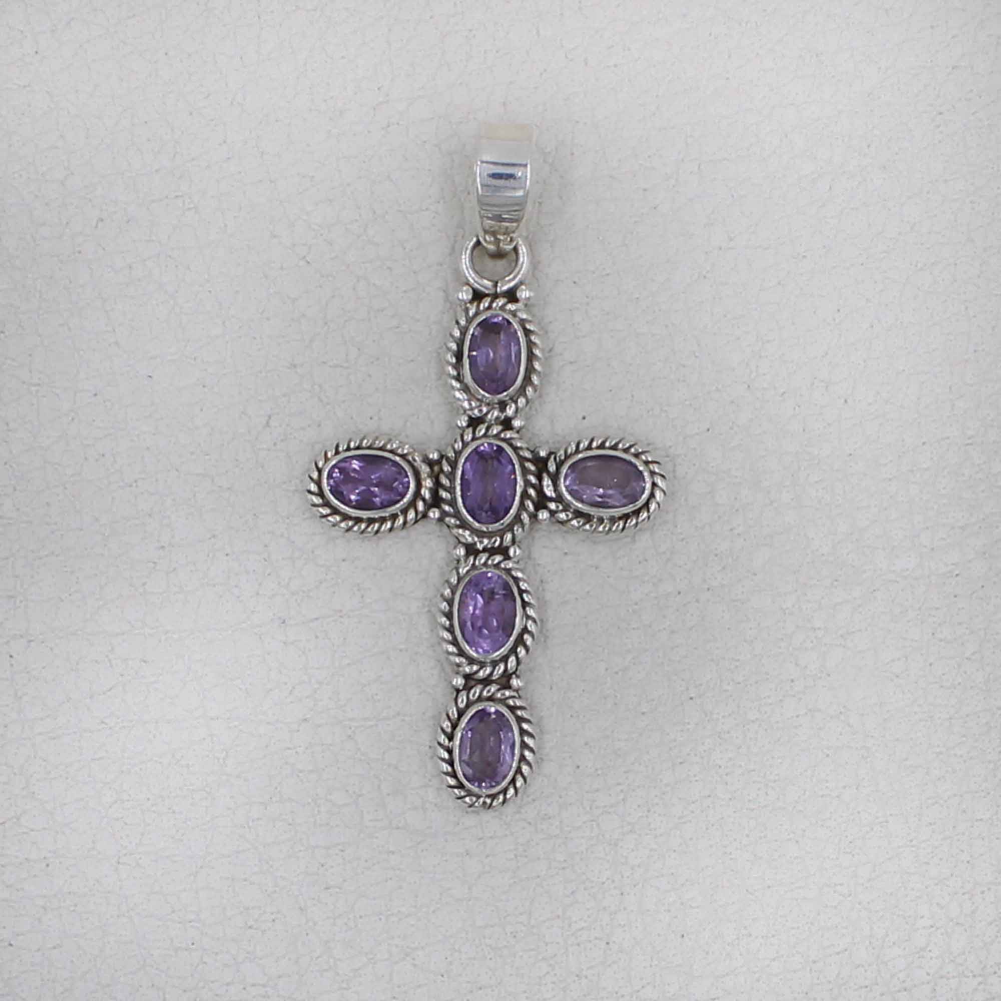 925 Silver Amethyst Handmade Cross Jewelry