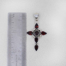 Sterling Silver Garnet Cross Pendant