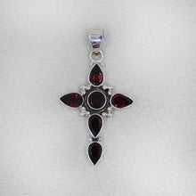 Sterling Silver Garnet Cross Pendant