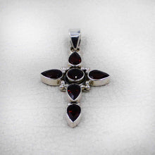 Sterling Silver Garnet Cross Pendant