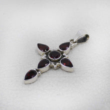 Sterling Silver Garnet Cross Pendant