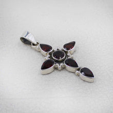 Sterling Silver Garnet Cross Pendant