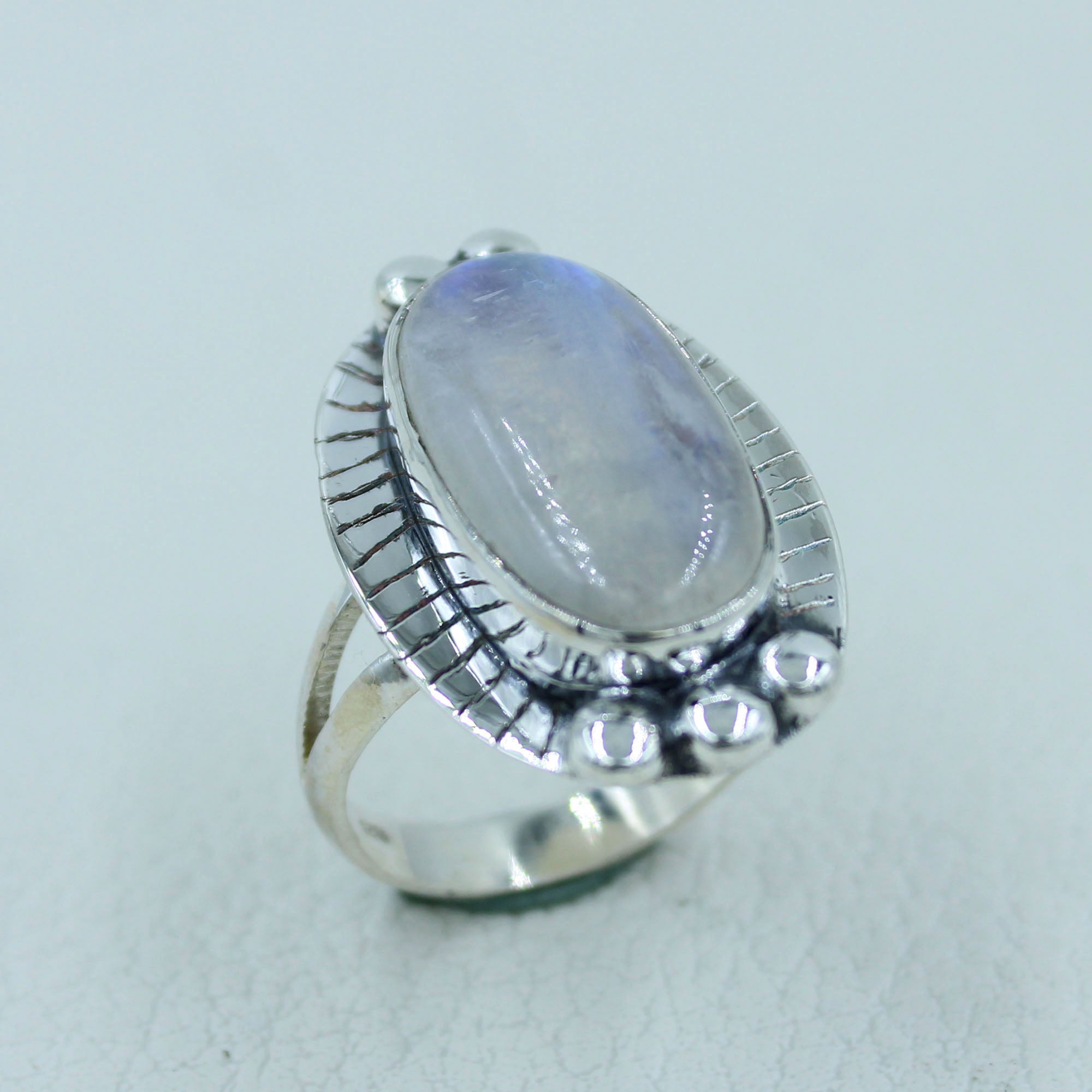 Gorgeous Blue Moonstone Silver Ring