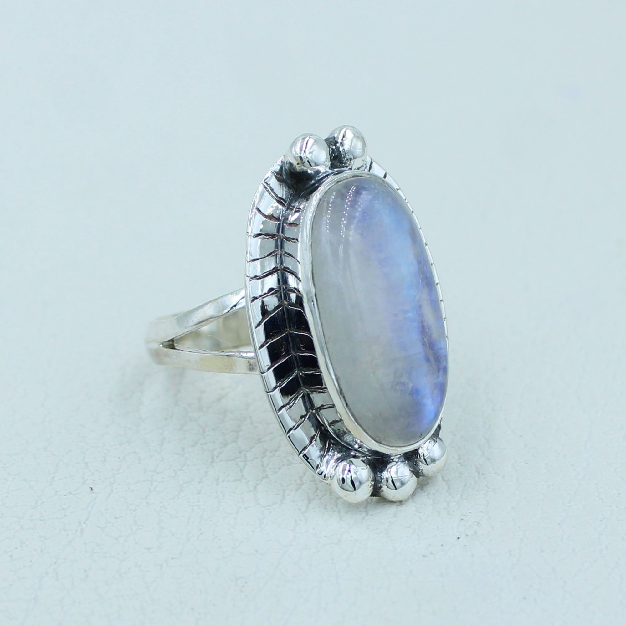 Gorgeous Blue Moonstone Silver Ring