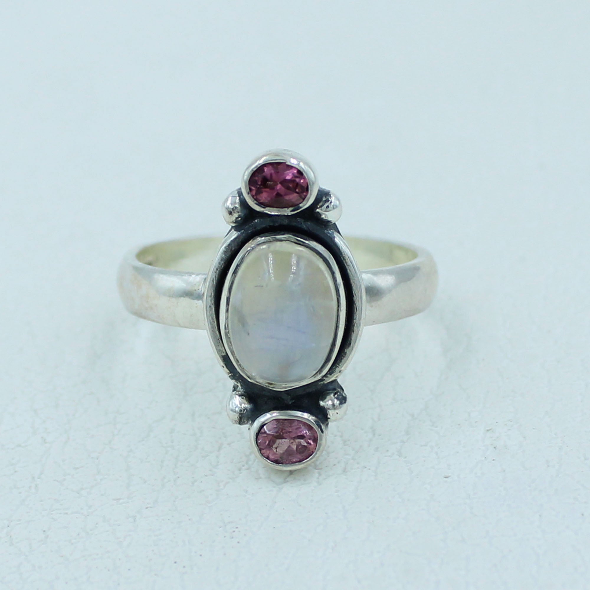 Pink Tourmaline &  Moonstone Silver Gift Ring