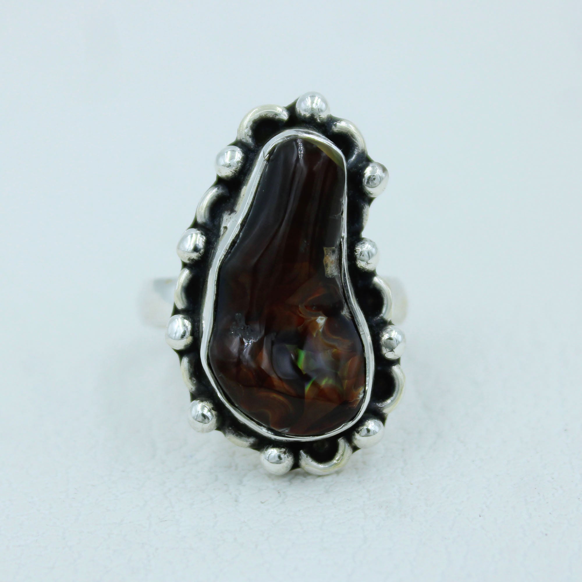 Mexican Fire Agate Sterling Silver Ring Size 8