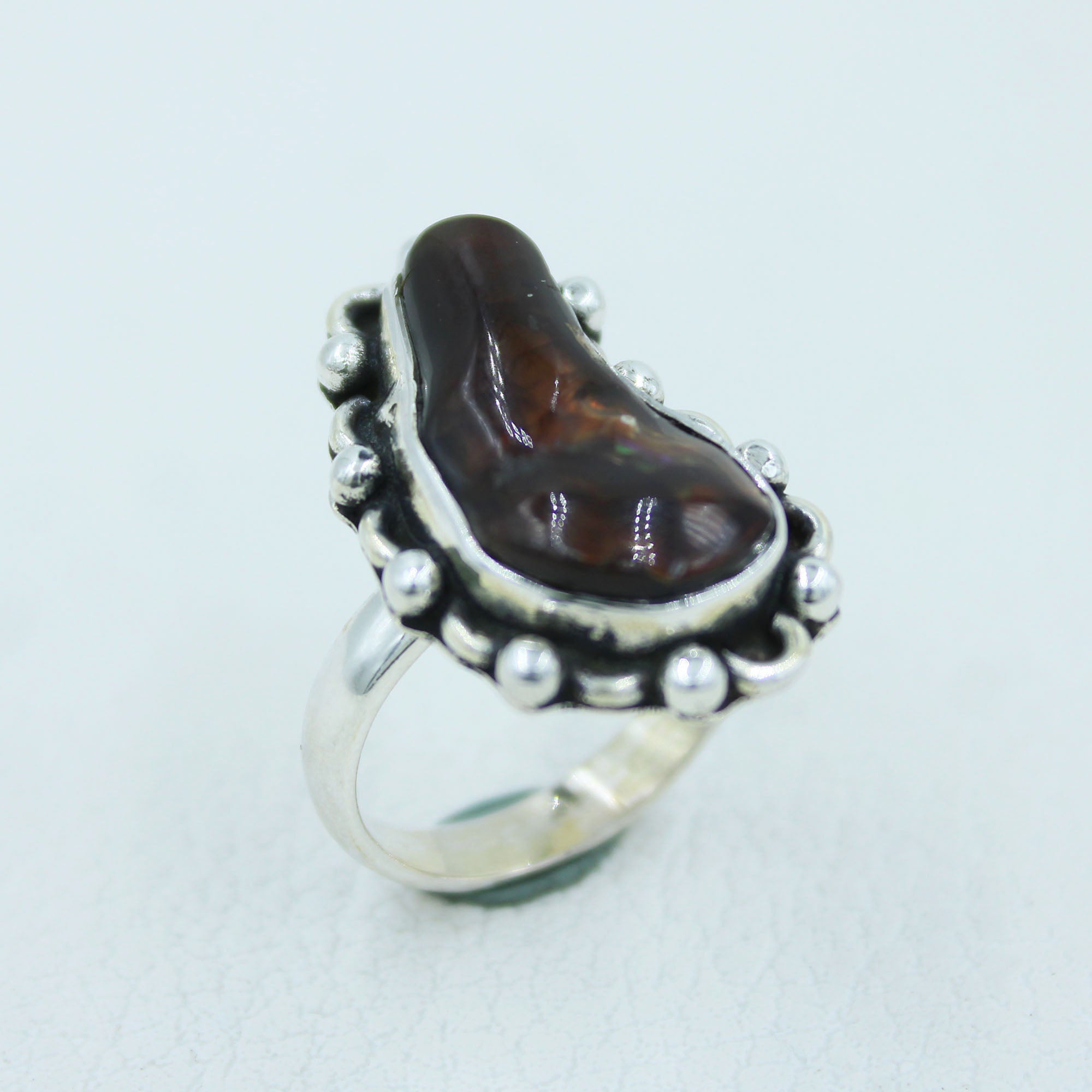 Mexican Fire Agate Sterling Silver Ring Size 8