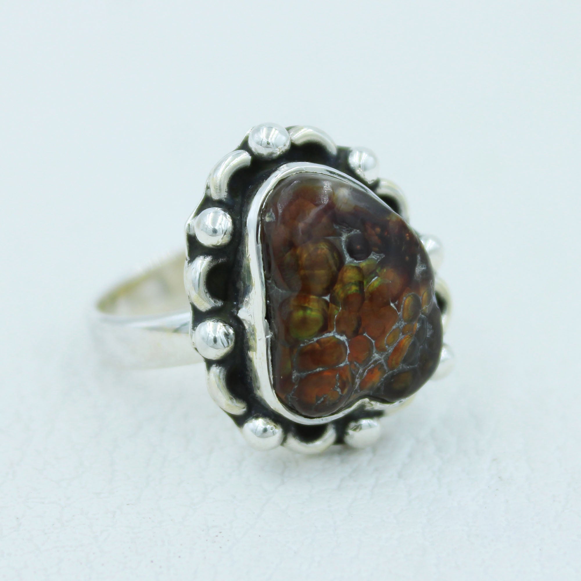 925 Silver Mexican Fire Agate Ring Size 7