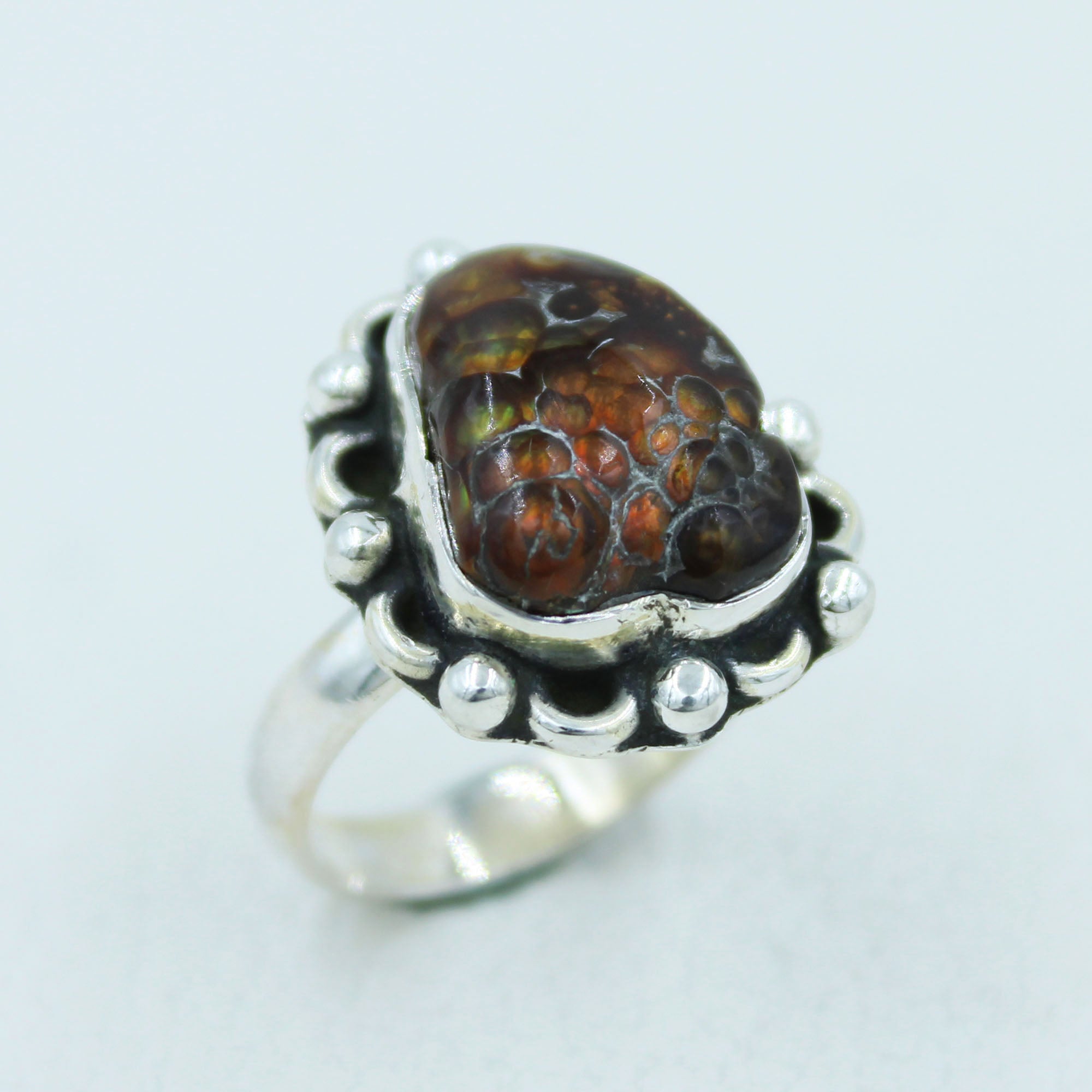 925 Silver Mexican Fire Agate Ring Size 7