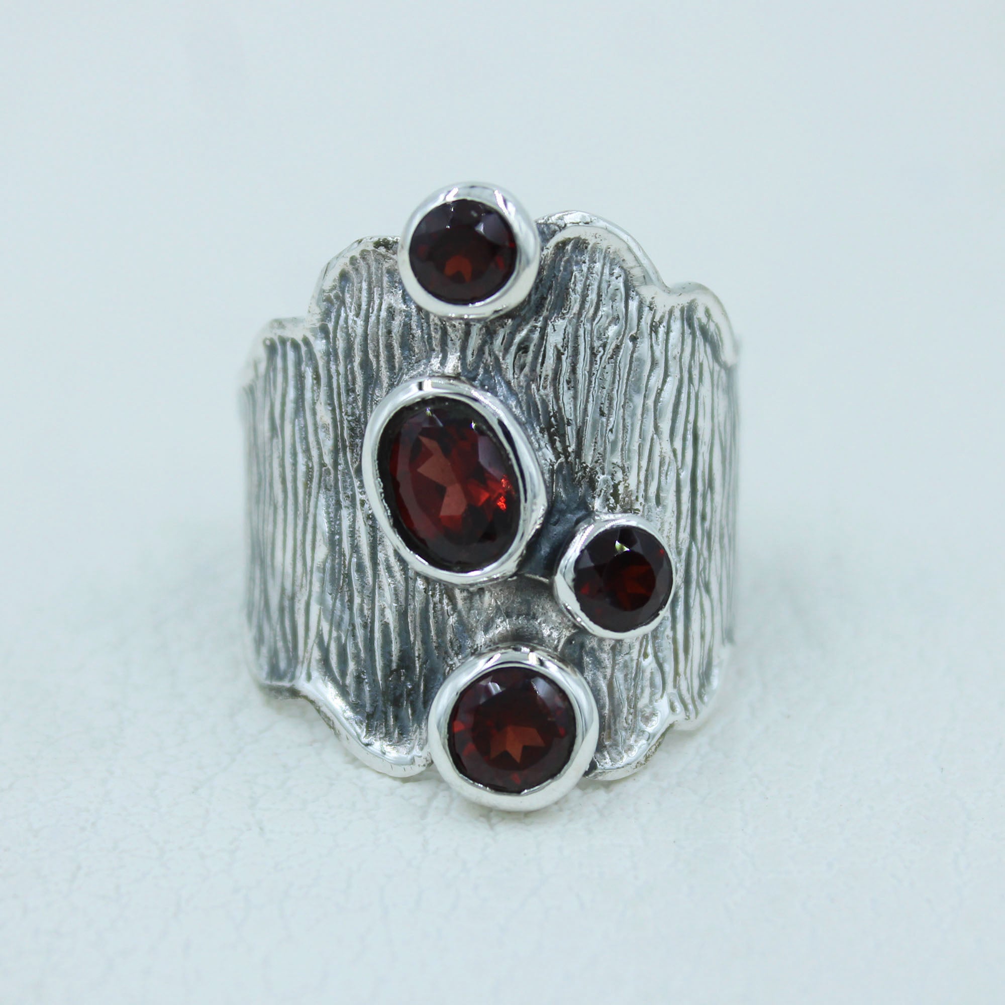 925 Sterling Silver Garnet Fine Ring for Sale