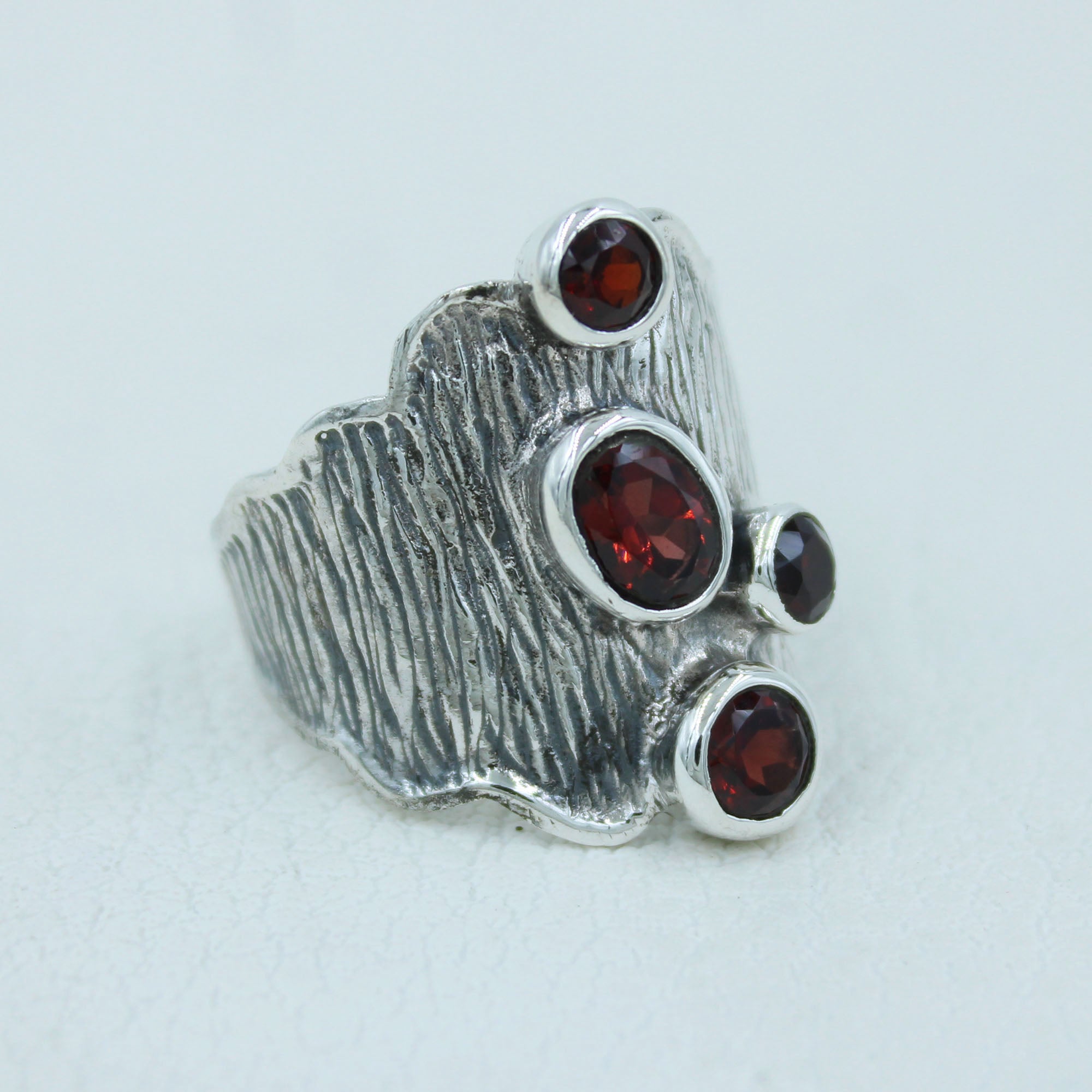 925 Sterling Silver Garnet Fine Ring for Sale