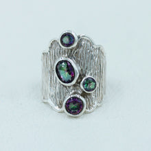 Dazzling Mystic Quartz 925 Silver Textured Ring