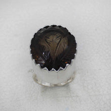 Hand-Carved Smoky Quartz Oval Ring
