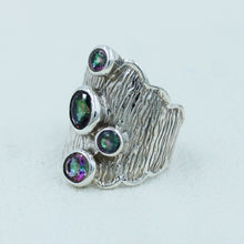 Dazzling Mystic Quartz 925 Silver Textured Ring