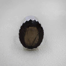 Hand-Carved Smoky Quartz Oval Ring