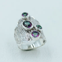 Dazzling Mystic Quartz 925 Silver Textured Ring