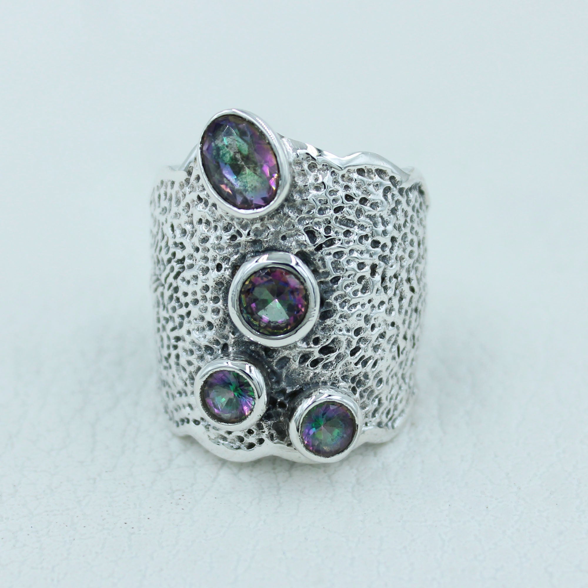 Genuine Mystic Quartz Designer Ring - Multi Color Ring