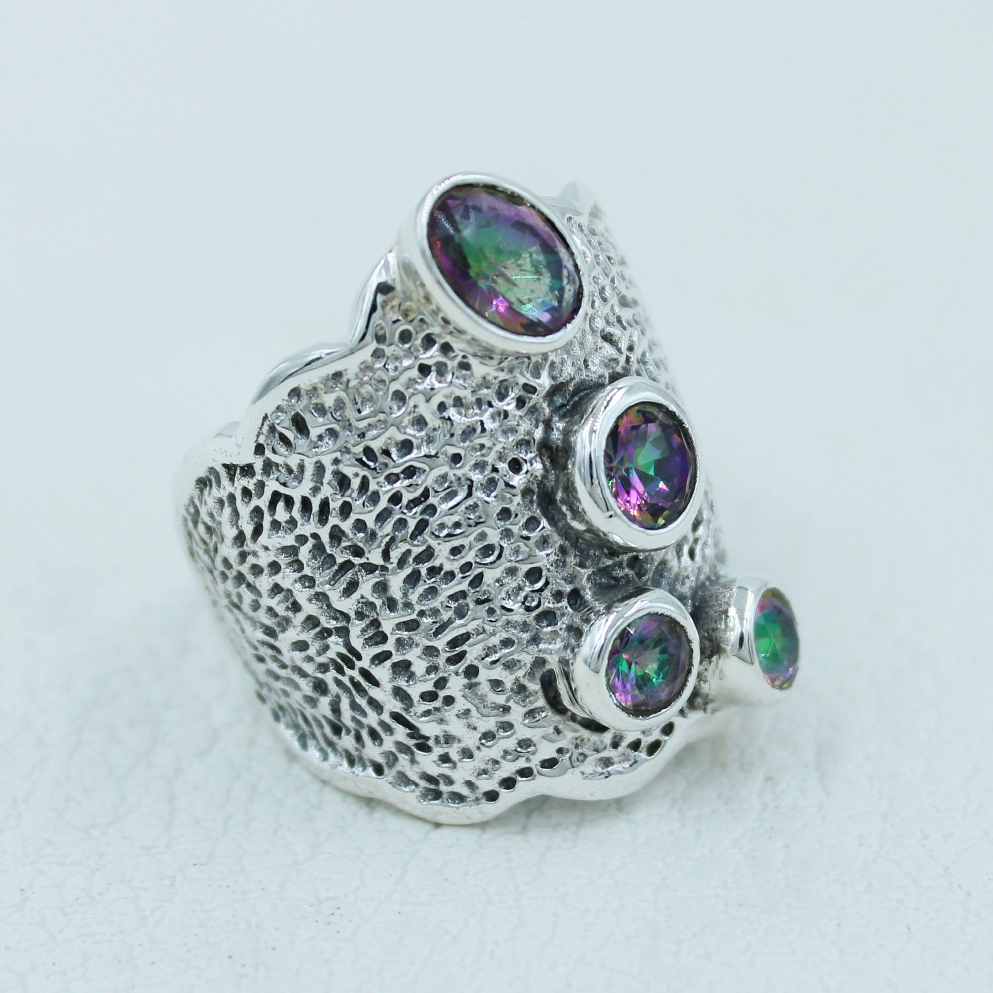 Genuine Mystic Quartz Designer Ring - Multi Color Ring