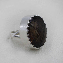 Hand-Carved Smoky Quartz Oval Ring