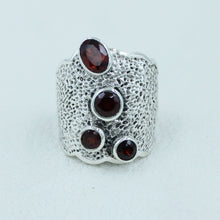 Garnet Solid Sterling Silver Ring for Women