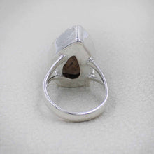 Hand-Carved Leaf Pattern Smoky Quartz Ring in Silver