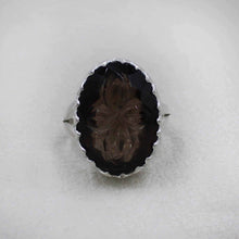 Artisan-Carved Smoky Quartz Ring with Silver Setting